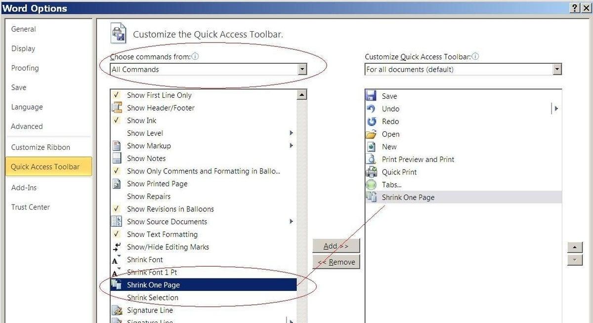 fit to page in Word