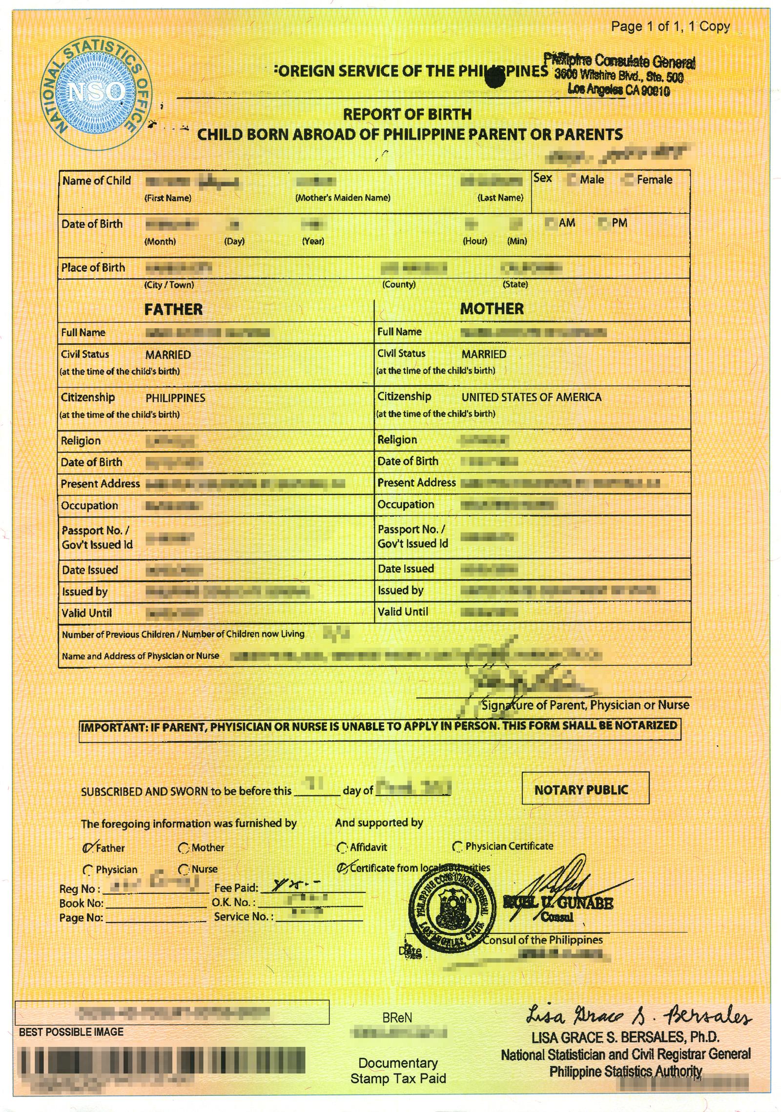 Nso birth certificate