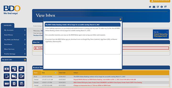 BDO online banking